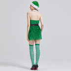 Funny Elf Holiday Costume Dress & Hat Set
