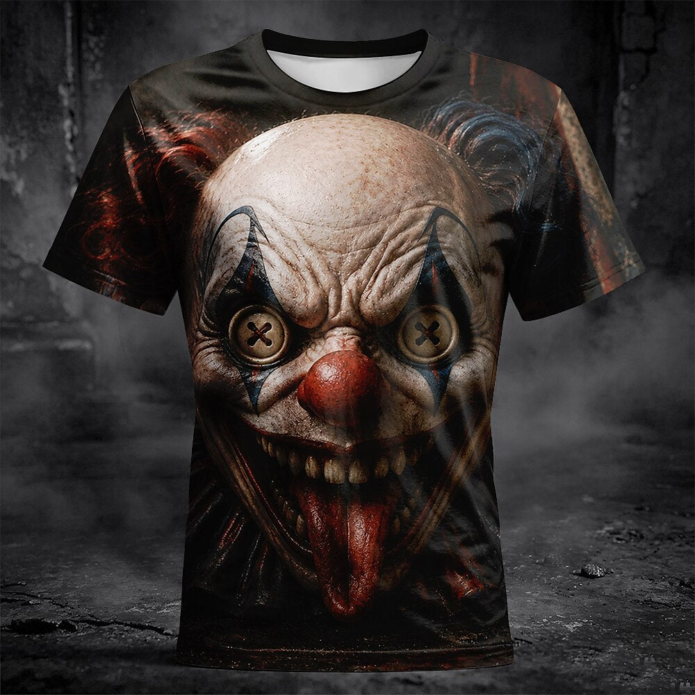 Men's Halloween Illusion Horror Clown Tshirt