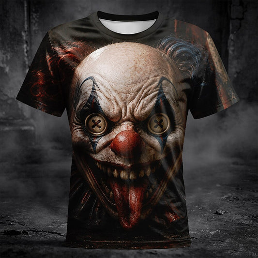 Men's Halloween Illusion Horror Clown Tshirt