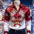 Men's Christmas Bell Ornament Satin Shirt