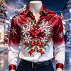 Men's Christmas Bell Ornament Satin Shirt