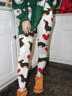 Colorful Christmas Print Thermal Leggings