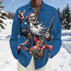 Santa Guitarist Christmas Button Up Shirt