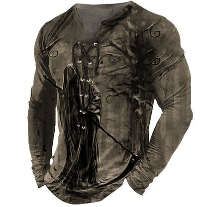 Men's Cool Skulls Halloween Henley