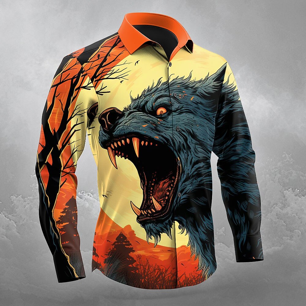 Men's Wolf Gothic Button Up Shirt