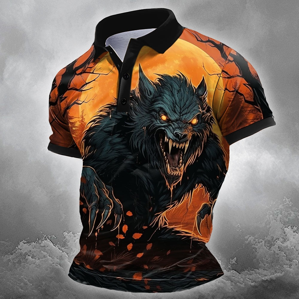 Men's Horror Animal Festival Print Polo