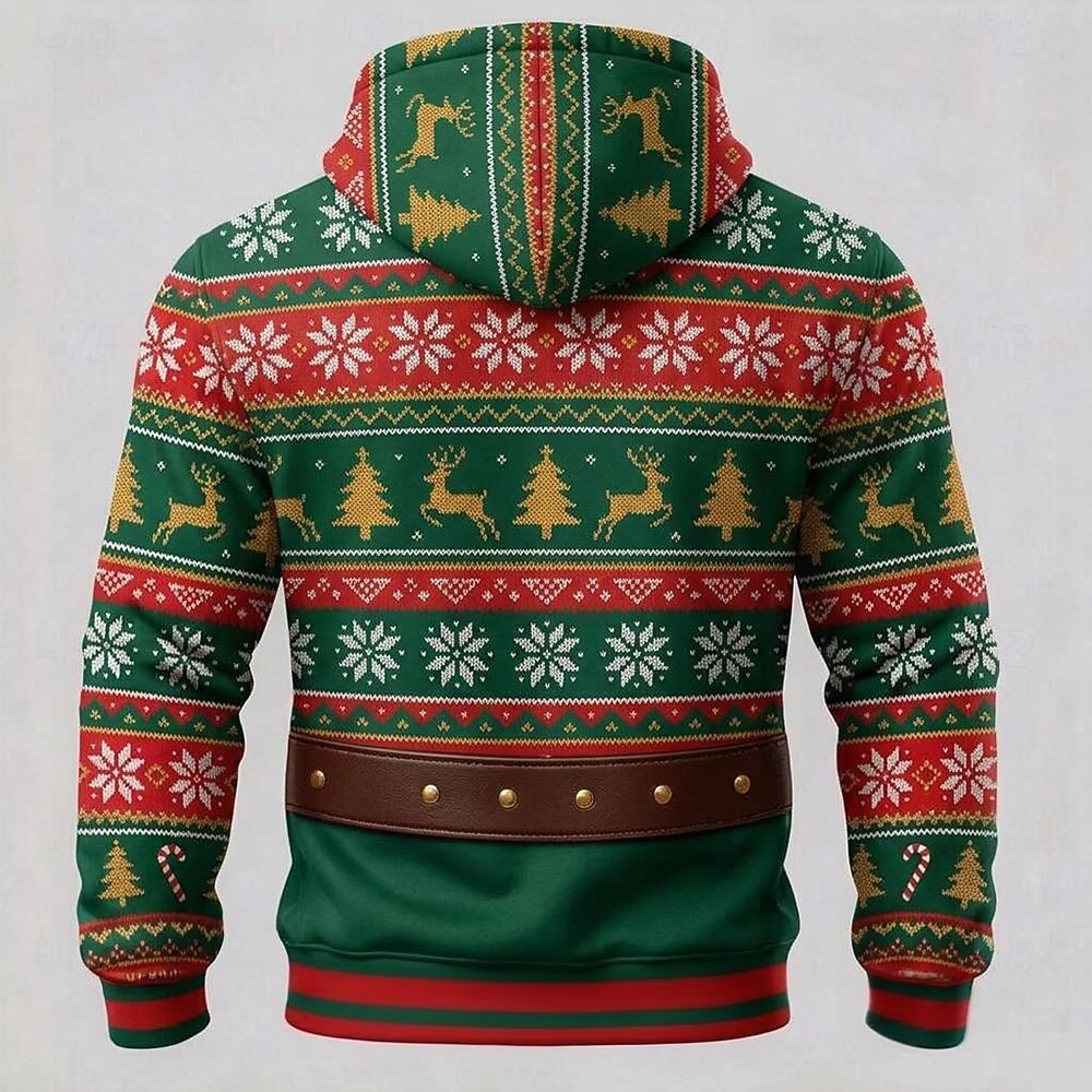 Men's Red Green Christmas Costume Hoodie