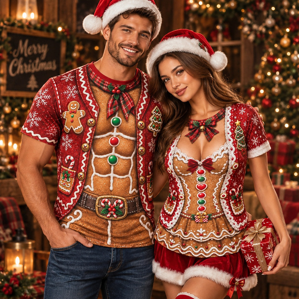 Christmas Gingerbread Man Funny Graphic T-Shirt