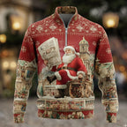 Men's Santa Christmas Quarter Zip Polo