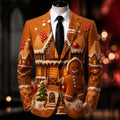 Men's Gingerbread Christmas Print Blazer