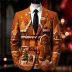 Men's Gingerbread Christmas Print Blazer