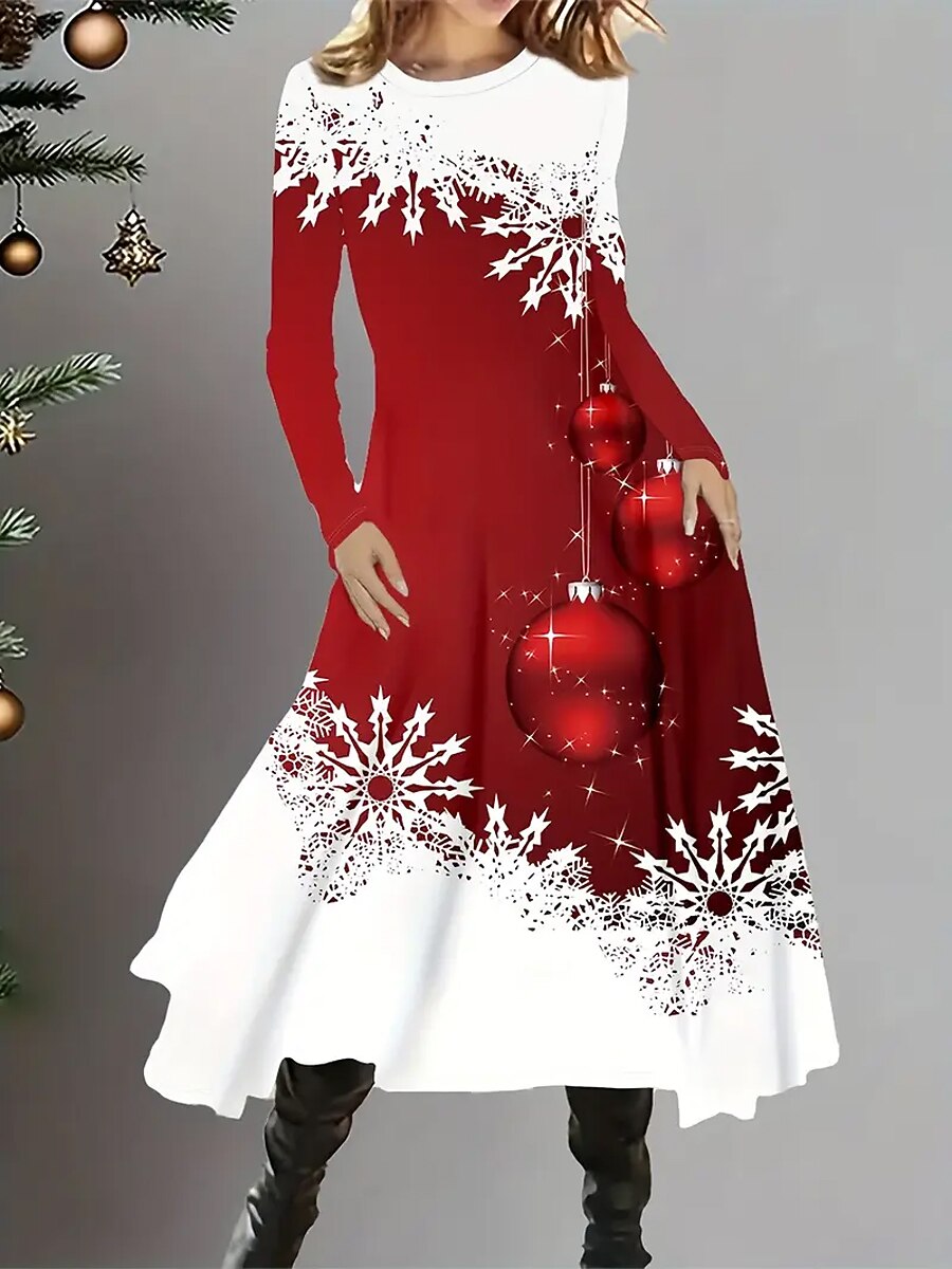 Women's Christmas Graphic Elegant Dress