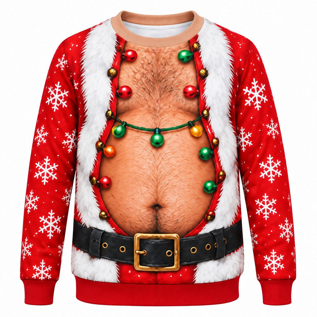 Christmas Santa Fake Belly Crewneck Sweatshirt