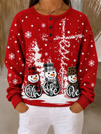 Santa Snowman Polka Dot Waffle Sweatshirt