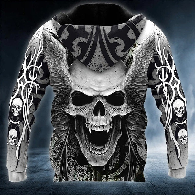 Men's Dark Grim Reaper Skull Hoodie