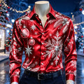 Men's Colorful Christmas Baubles Satin Shirt