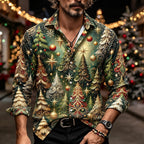 Christmas Tree Animal Button Shirt