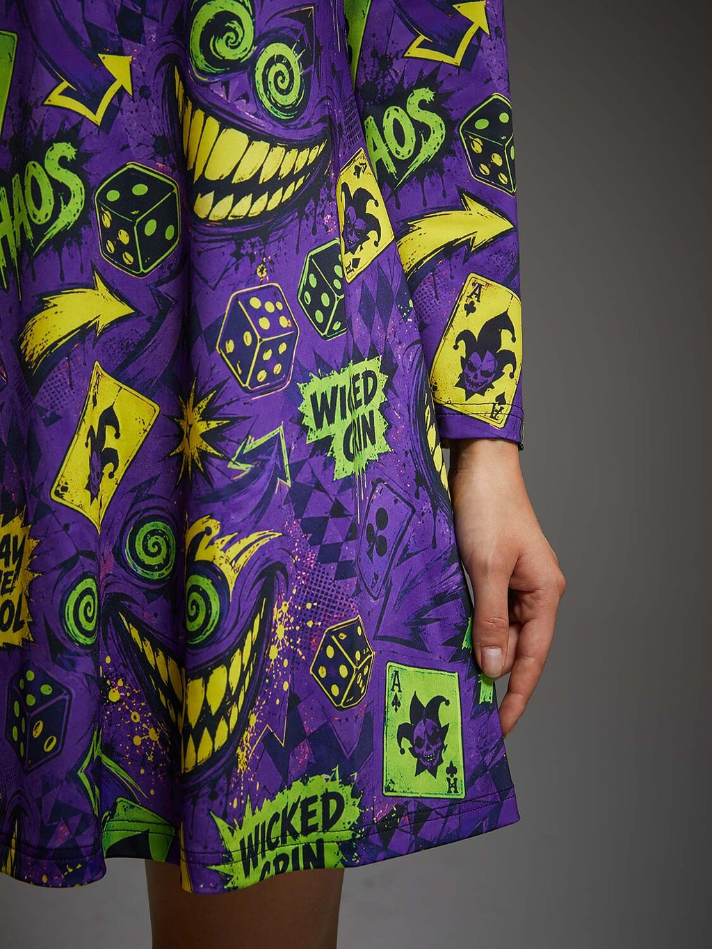 Women's Evil Jester Gothic Halloween Print Dress
