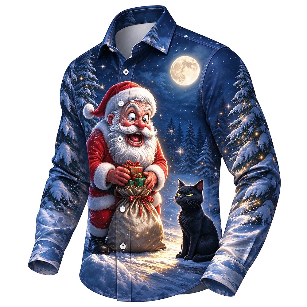 Men's Santa Claus Festive Button Up Shirt