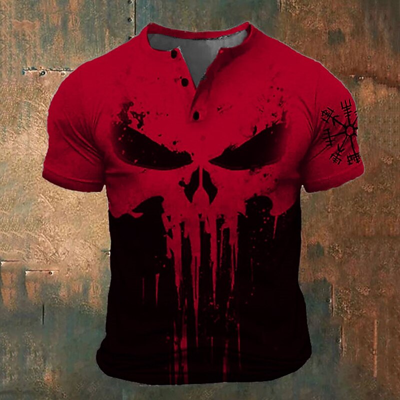 Men's Viking Skull Halloween Henley