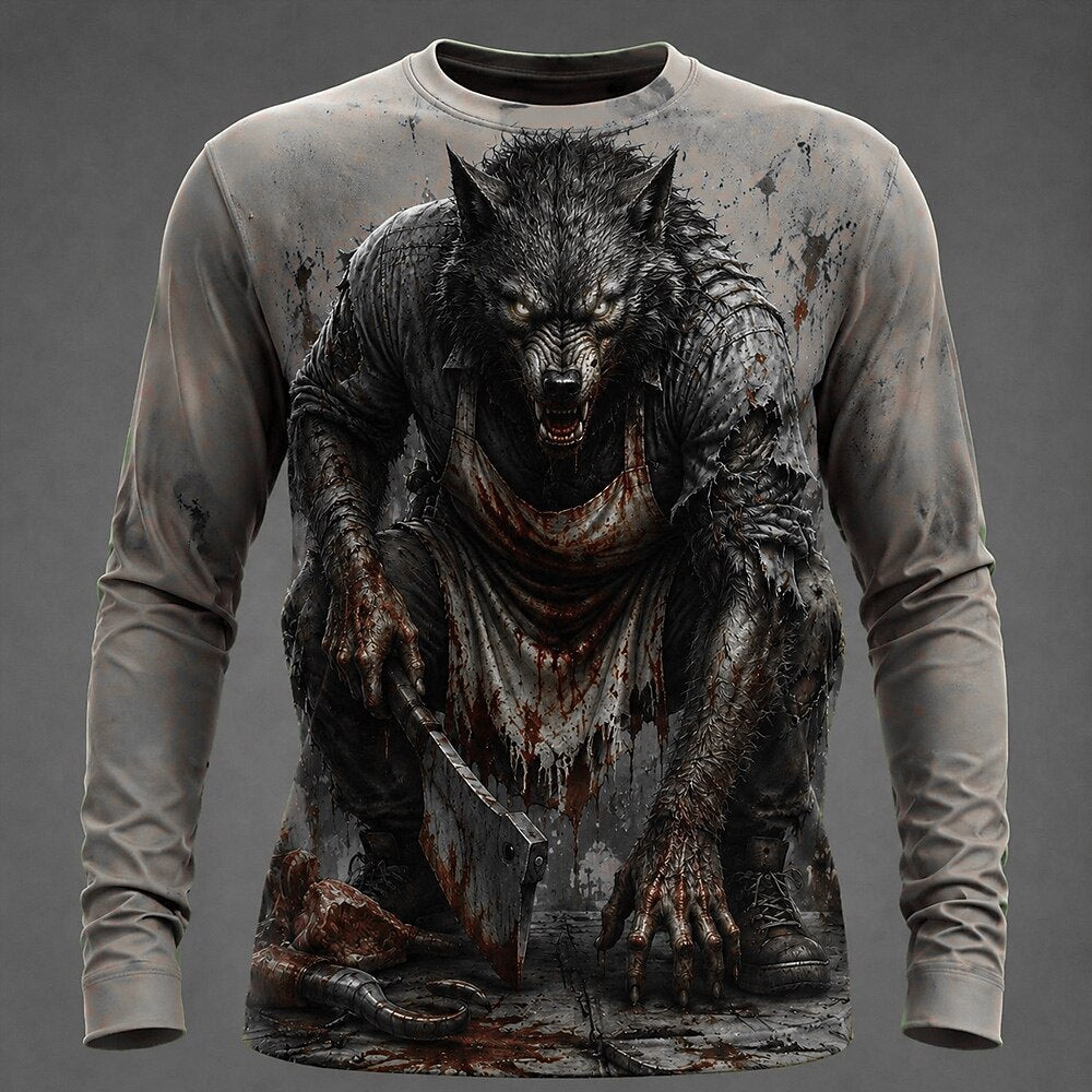 Men's Werewolf Horror 3D Print Tee