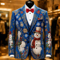 Men's Blue Snowman Christmas Blazer