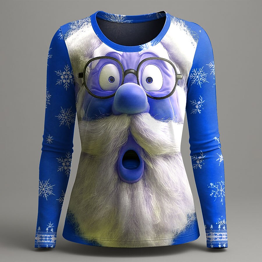 Women's Santa Christmas Casual Graphic Tee