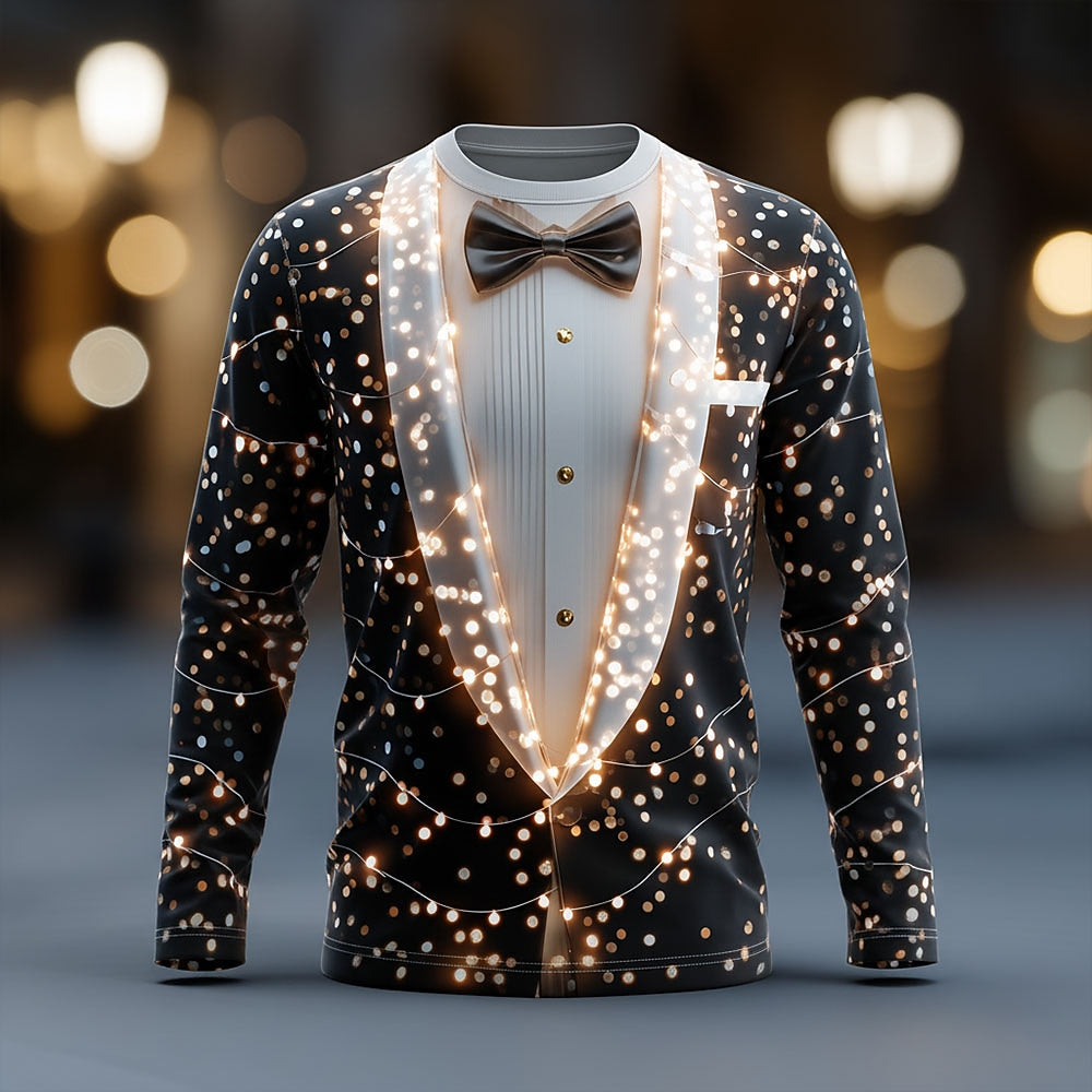 Men's Modern Black Christmas Tuxedo Tee