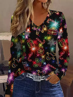 Women's Christmas Graphic Elegant Shirt