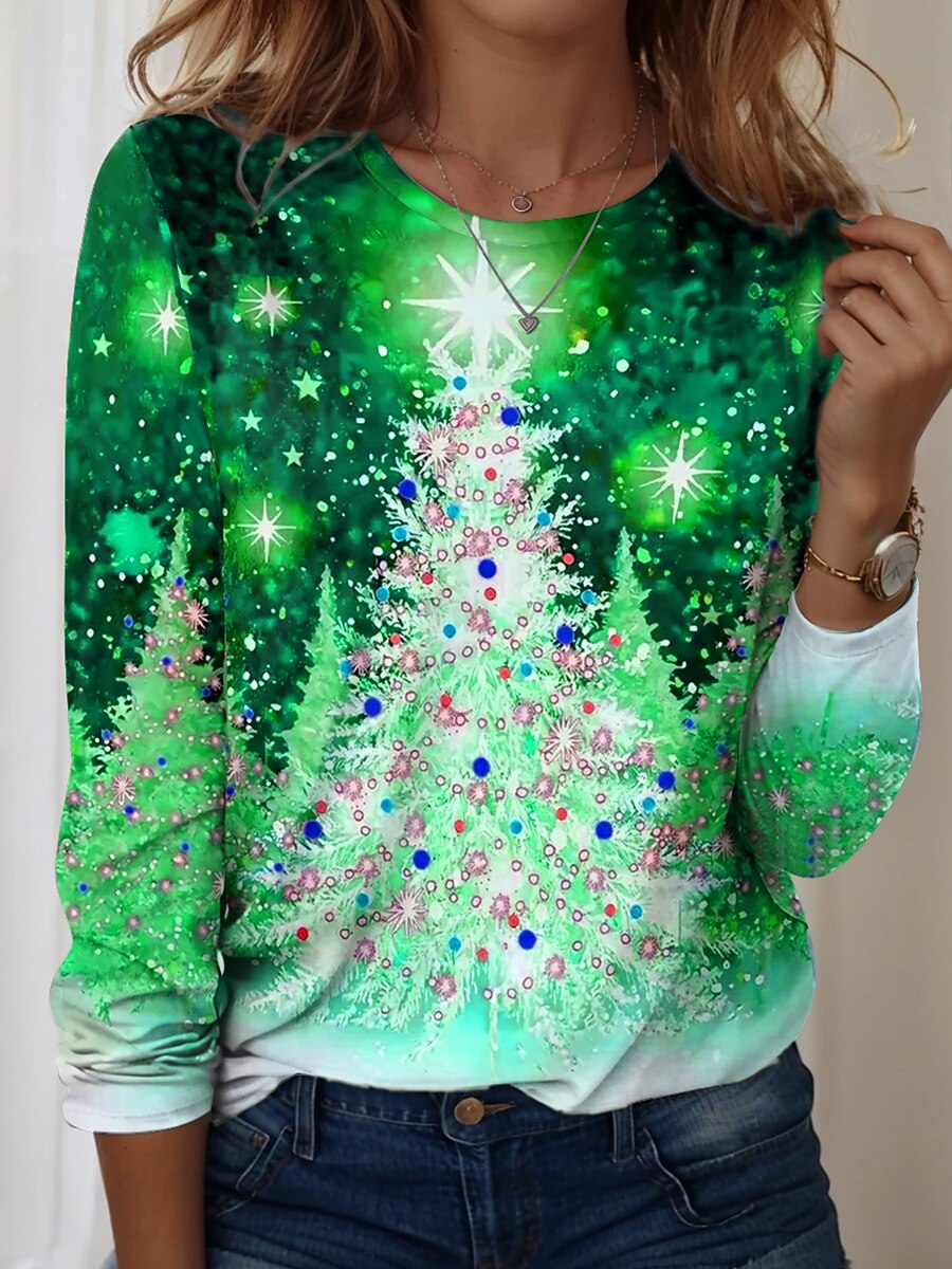 Women's Christmas Tree Stylish Longsleeve Tee