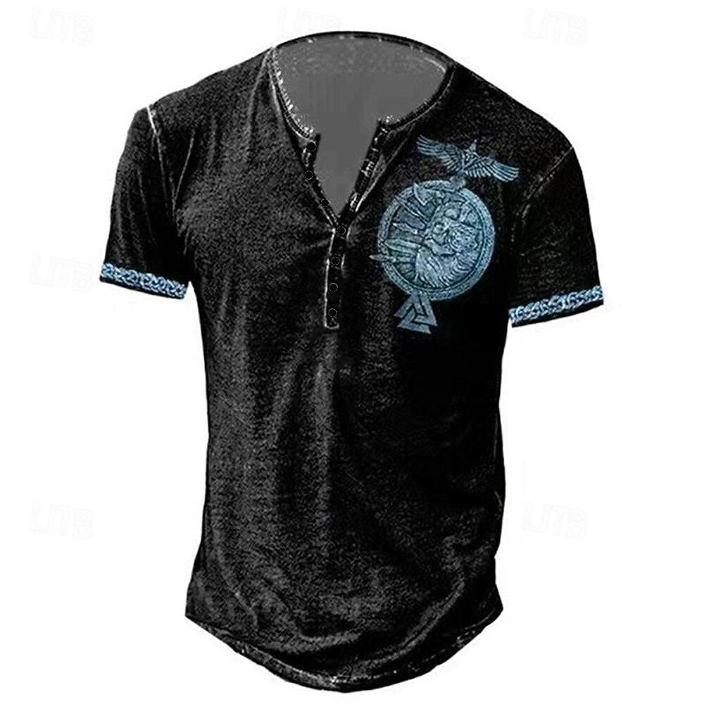 Men's Skull Eagle Halloween Henley