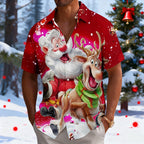 Santa Reindeer Christmas Short Sleeve Shirt