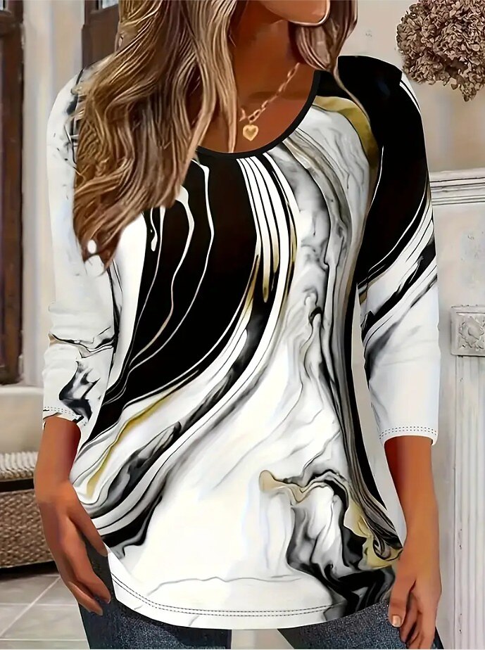 Women's Ombre Marble Art Graphic Tee