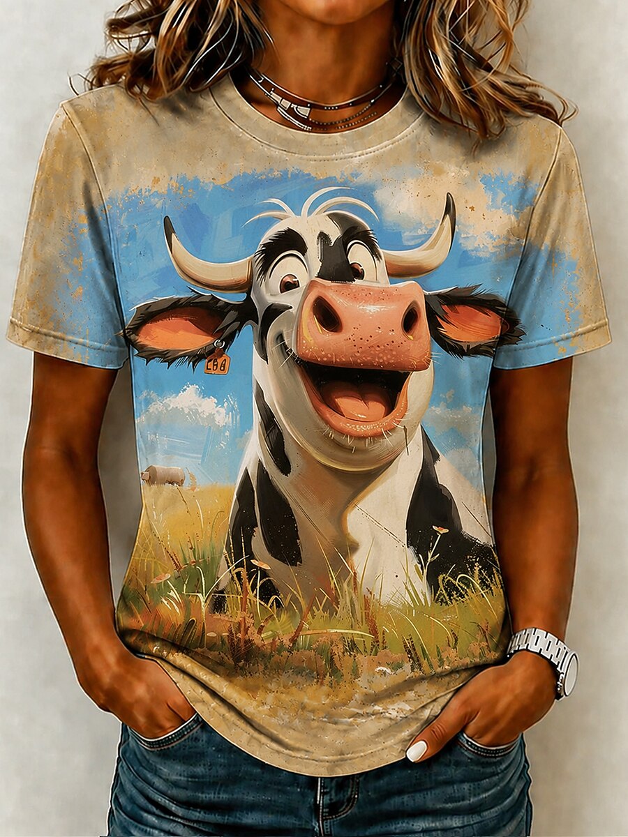 Women's Rustic Cow Graphic Tee
