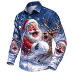 Men's Santa Claus Pattern Button Up Shirt