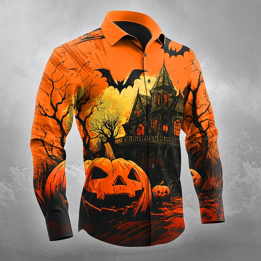 Men's Pumpkin Haunted Jackolantern Gothic Shirt