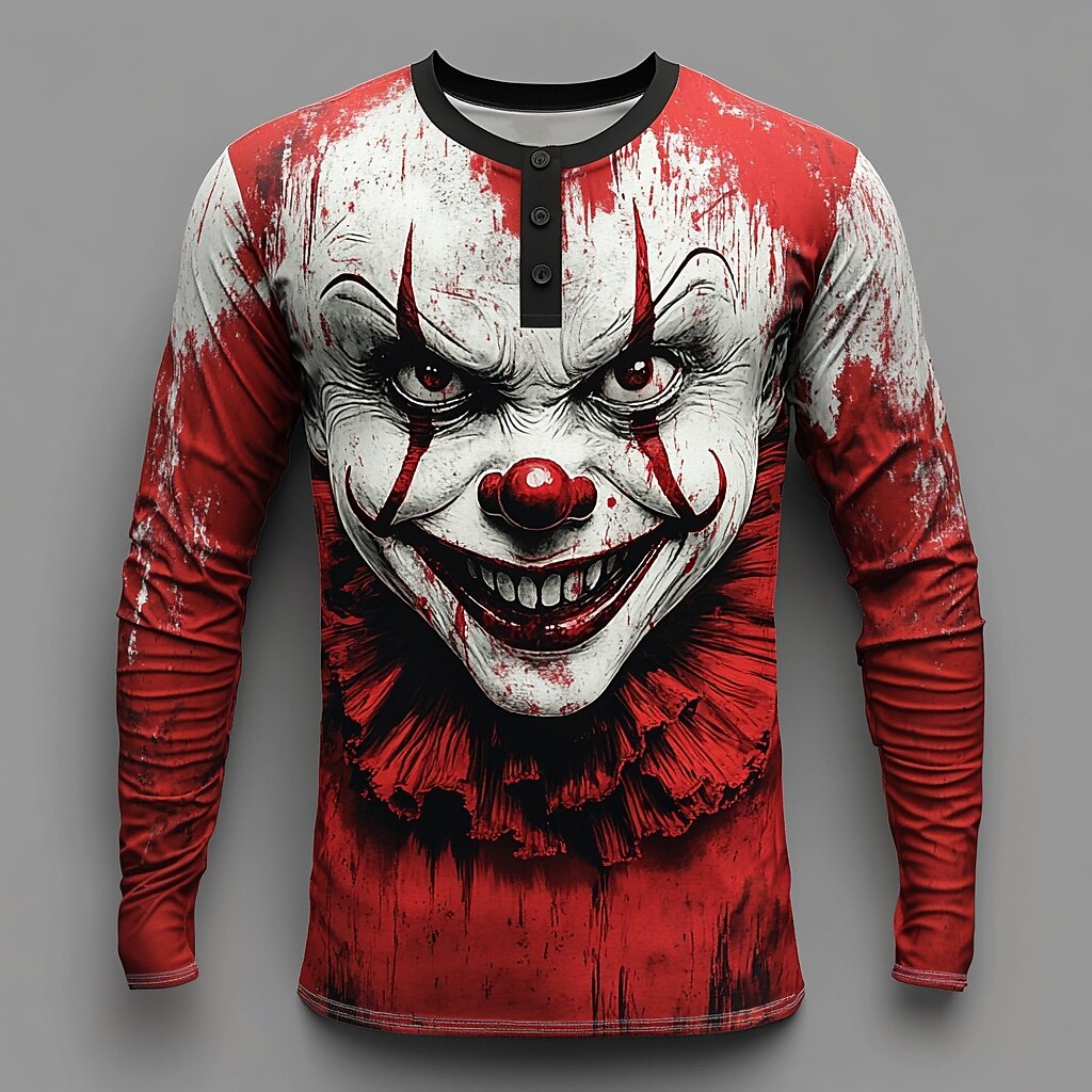 Men's Creepy Clown Halloween Henley