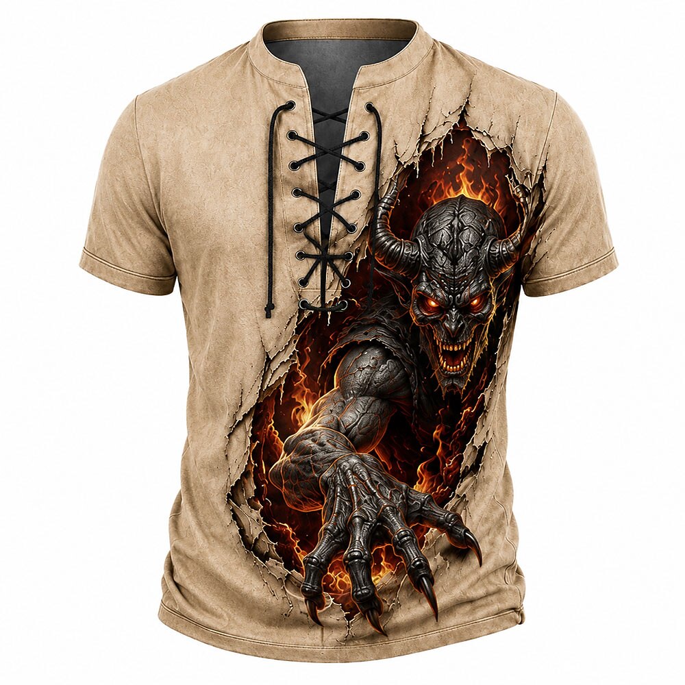 Men's Skull Grim Reaper Henley Shirt