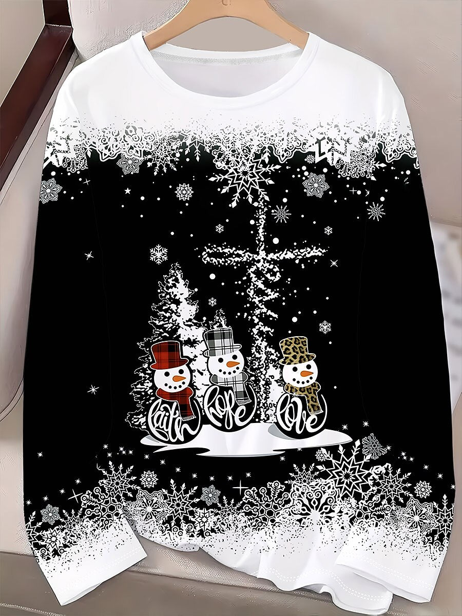Women's Snowflake Christmas Vintage Longsleeve Tee
