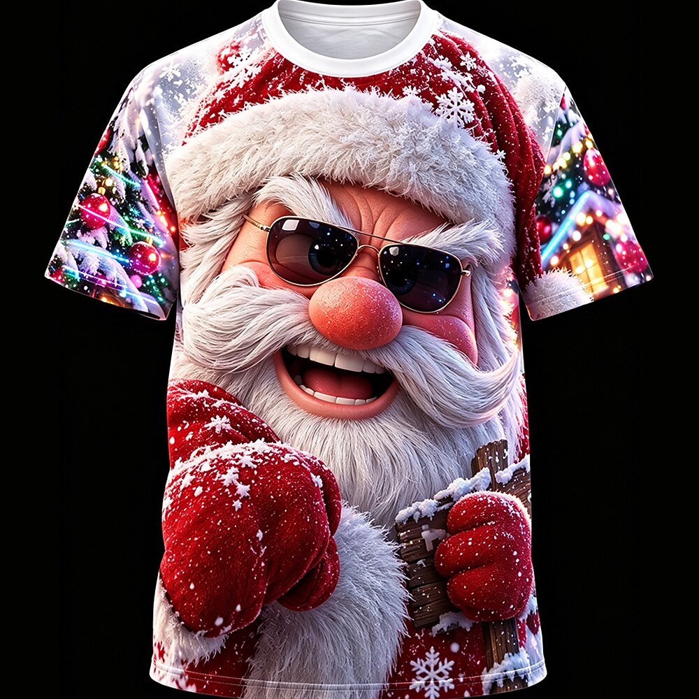 Men's Santa Christmas Casual Street Tee