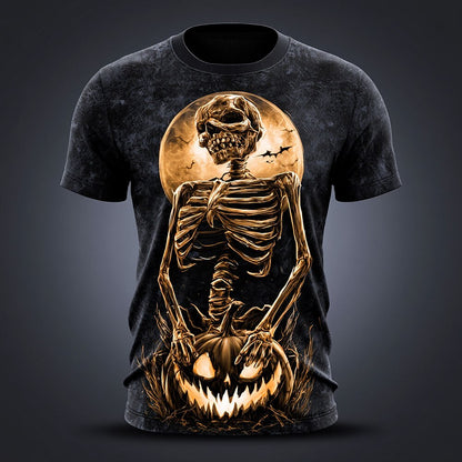 Men's Halloween Pumpkin Skeleton Tee