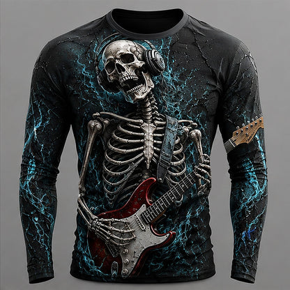 Men's Skeleton Guitar Rock Graphic Tee