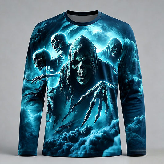 Men's Skull Skeleton Long Sleeve Tee