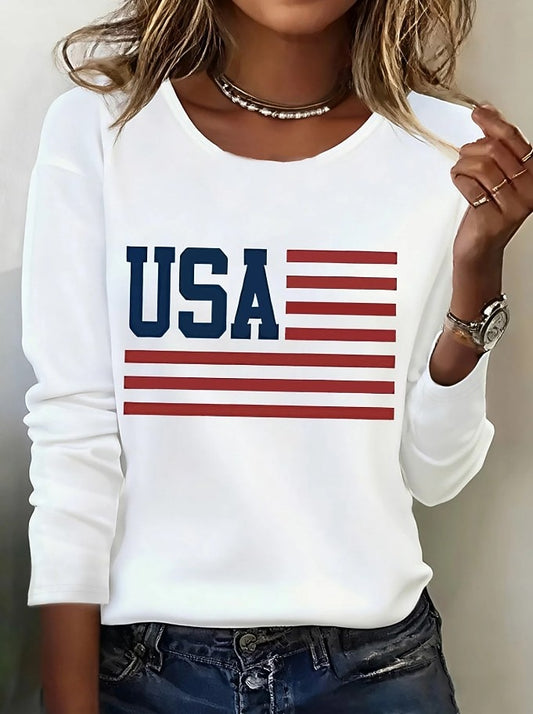 Women's Vintage Flag Long Sleeve Tee