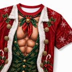 Christmas Hunk Santa Funny Graphic T-Shirt