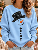 Snowman Graphic Women's Crewneck Pullover Sweatshirt
