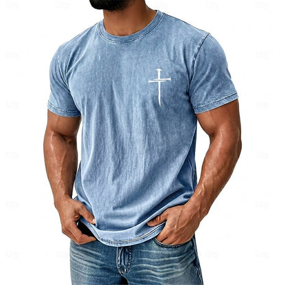 Men's Washed Cross Bible Graphic Tee