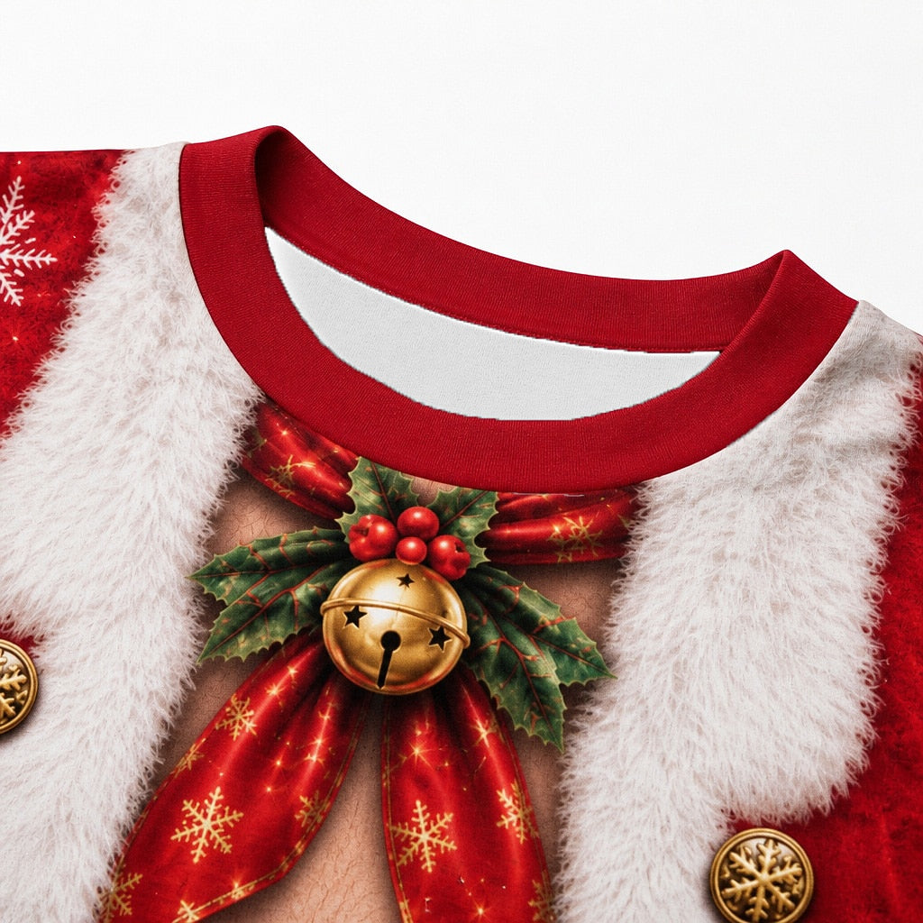 Christmas Santa Fake Belly Graphic T-Shirt