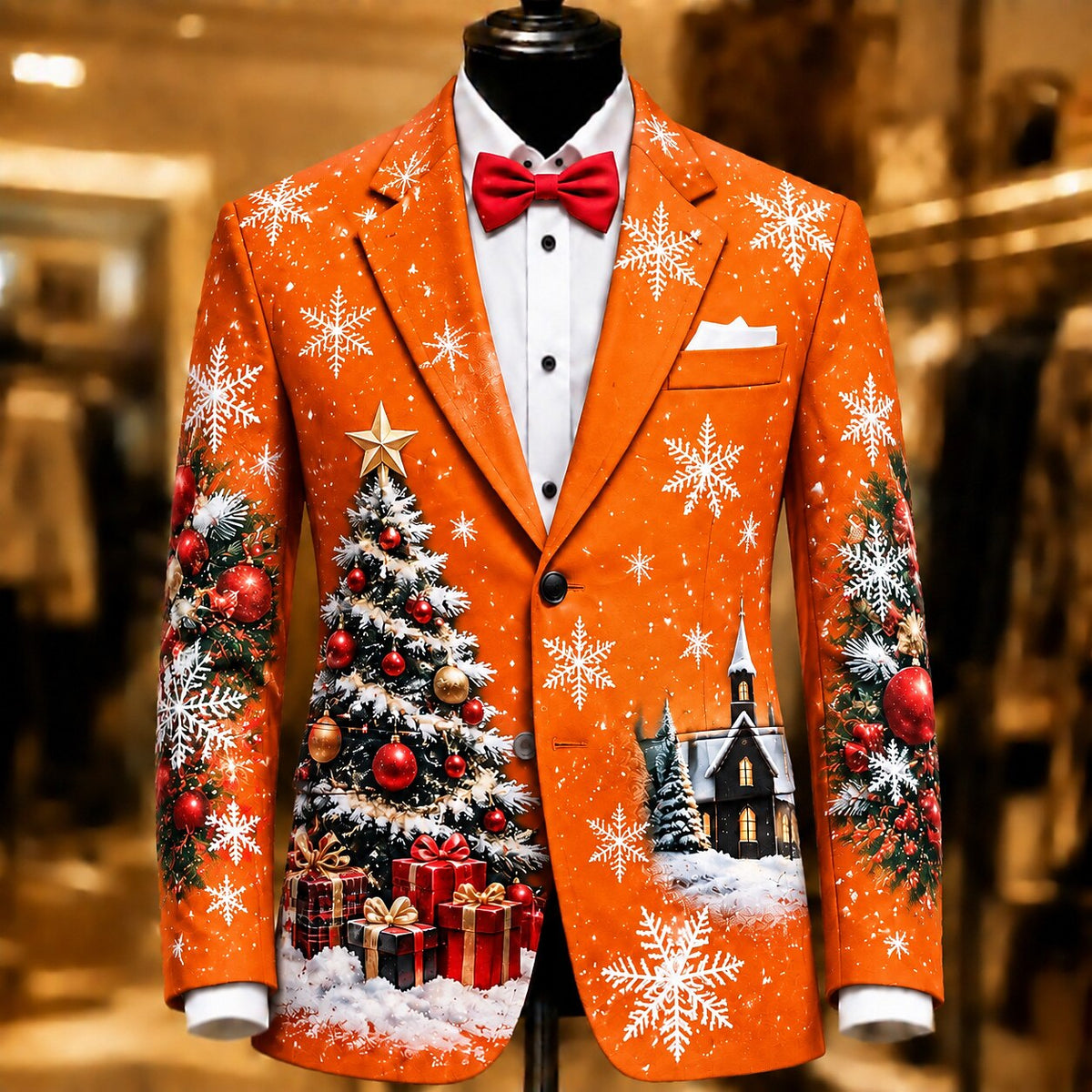Christmas Tree Festive Graphic Blazer Jacket