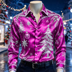 Men's Christmas Bauble Print Satin Shirt